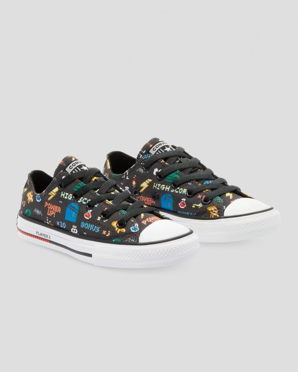 Converse Chuck Taylor All Star Gamer Print Sort Sko Danmark - Converse Lave Sneakers Børn - 32079YQK